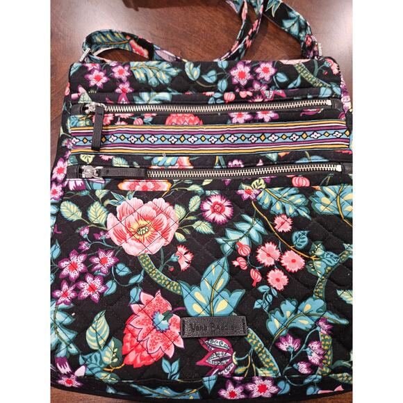 Retired Vera Bradley Vines Floral Triple Zip Cross Body Purse Handbag & Wallet - Picture 2 of 7